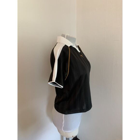 Puma T7 Football Polo Jersey Women's S Black Striped Relaxed Activewear Collared - Picture 12 of 16